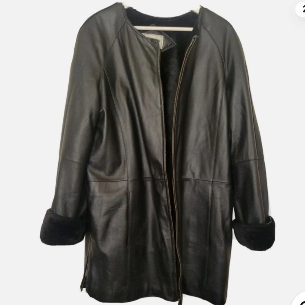 leather & Faux Fur reversible vintage coat - Picture 2 of 5